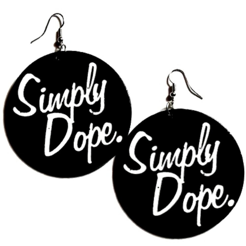 Vintage Simply Dope Medium Statement Dangle Wood Earrings